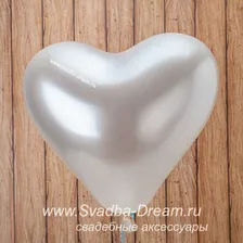 Воздушный шар "Сердце белое" металлик 40см 5 шт