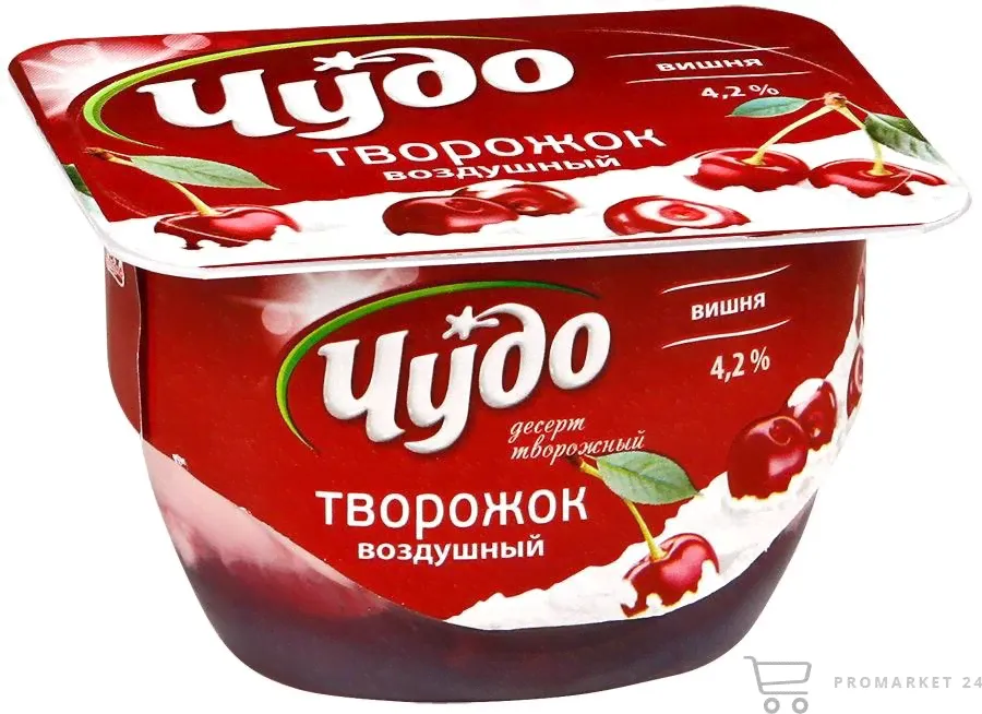 Десерт творожный Чудо творожок воздушный Вишня 4,2%, 100г-0